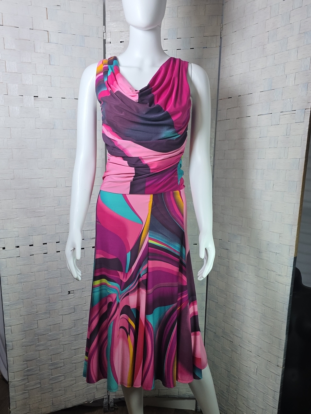 1990's Sharon Max Draped Waist A-Line Dress